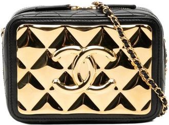 Chanel Pre-owned Vintage Quilted Lambskin Crossbody Bag - Dames - Vintage Schoudertas - Zwart - ONE Size - Leer - Vintage