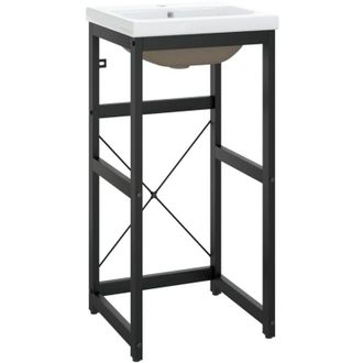 vidaXL Estructura De Ba&ntilde;o Con Lavabo Incorporado Hierro Negro Vidaxl