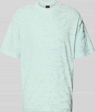 Boss Orange by Hugo Boss BOSS Orange Regular Fit T-Shirt aus Baumwoll-Mix Modell TE_FLOWER in Tuerkis, Gr&ouml;&szlig;e XXXL