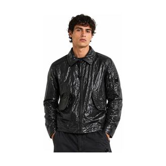 C.P. Company Light Jackets, male, Black, Size: XS Concealed Hood Jacket