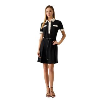 Guess SS Claudie Polo Flare Jurk - Dames - Shirt Kleedjes - Zwart - XS - Kleedjes