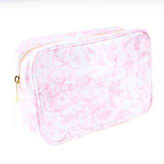 8 Oak Lane Womens Clear Coated Rectangular Cosmetic Case In Pink Bow Toile