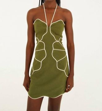 Farm Rio Wavy Cutouts Mini Dress In Green