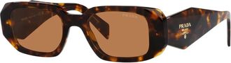 Prada Rechthoekige zonnebril in honing schildpad - unisex - Zonnebrillen - Bruin - 49 MM - Accessoires