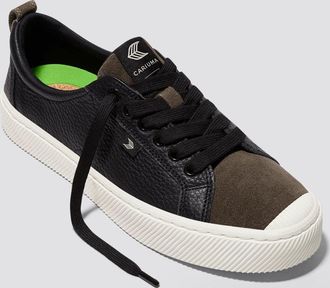Cariuma Womens Cariuma OCA Low Sneakers Black Khaki Low Top Lifestyle Shoes HAWK2243