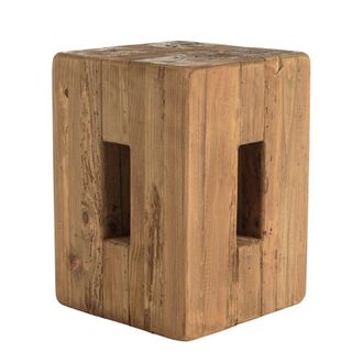 Macabane Taburete cuadrado 30 x 30 cm madera de pino reciclado SANDY