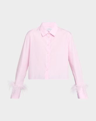 Tanya Taylor Largaux Feathered Button-Front Shirt