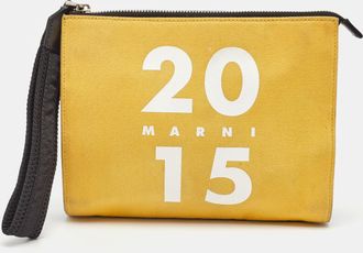 Marni Tri Color Canvas And Leather Wristlet Pouch