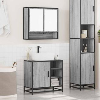 Berkfield Home Durable 2 Piece Bathroom Furniture Set Grey Sonoma Engineered Wood