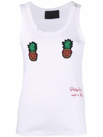 Philipp Plein Tanktop met ananasprint - Wit