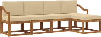 vidaXL Conjunto De Sof&aacute;s De Exterior 5 Uds. Natural Y Beige Vidaxl