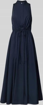 Emporio Armani Midikleid aus Baumwolle mit Schn&uuml;rung in Blau, Gr&ouml;&szlig;e 38