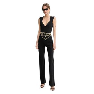 Patrizia Pepe Jumpsuits & Playsuits, Dames, Zwart, M, Fitted Jersey Jumpsuit