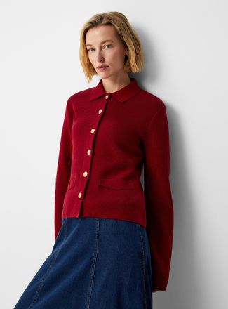 Contemporaine Womens Touch of cashmere shirt-collar cardigan