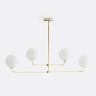 La Redoute Interieurs Hanglamp in messing en opaline glas, Moricio