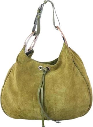 Sergio Rossi Pre-owned Su&egrave;de Hobo Tas - Dames - Vintage Schoudertas - Groen - ONE Size - Su&egrave;de - Vintage