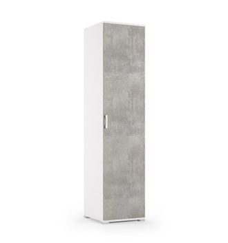 Terraneo Terraneo - Mueble De Una Puerta Y Cuatro Estantes Regulables, Puertas De Hormig&oacute;n Blanco
