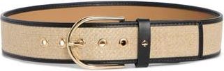 Kate Spade New York Woven Straw Belt in Natural/Black/Polished Gold at Nordstrom Rack, Size X-Small