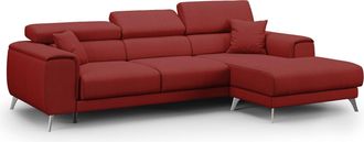 Divani.Store Divani.store - Fusion Sof&aacute; Esquinero Con Asientos Desmontables En Tela Suave Antimanchas 260 Cm Izquierdo Rojo