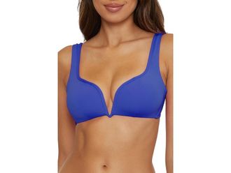 BECCA by Rebecca Virtue Color Code Erin V Wire Cut Out Bralette Womens Swimwear Ultra Marine : SM, Nylon/Spandex