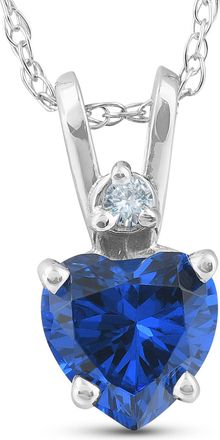 Pompeii3 14k White, Yellow, or Rose Gold Diamond & Blue Sapphire Heart Pendant Necklace