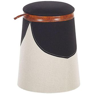 Beliani Puf Con Almacenaje Para Ni&ntilde;os Tapizado En Lino Sint&eacute;tico Beige Accesorio Infantil Apache