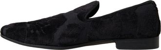 Dolce & Gabbana Mens Black Brocade Loafers Formal Shoes