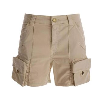 Pinko Cargo Shorts met Meerdere Zakken - Dames - Bermuda - Beige - L - Katoen - Korte Broeken