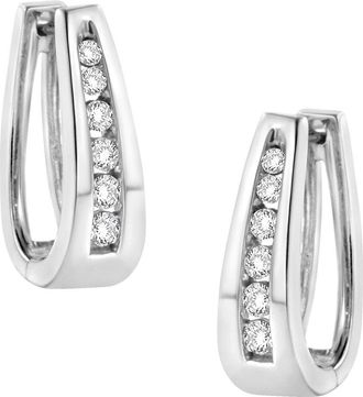 House of Brilliance 14k White Gold 1.0 Cttw Channel-Set Round-Cut Diamond Hoop Earrings at Nordstrom