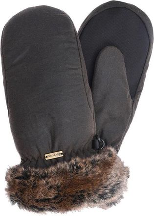 Barbour Olijfgroene Faux Fur Handschoenen - Dames - Handschoenen - Grijs - S - Katoen - Accessoires