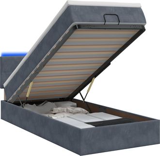 vidaXL Letto Ottomano Con Materasso E Led Grigio Scuro 100 X 200 Cm Vidaxl
