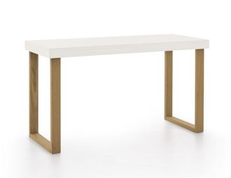 HOGAR 24 Escritorio de madera maciza natural, color blanco y encerado