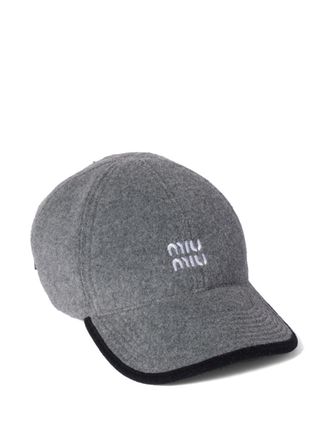 Miu Miu fleece baseball cap - women - Polyester/Recycled Polyester - S - Grey
