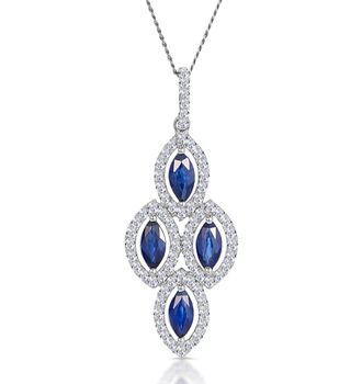 The Diamond Store 1.20ct Sapphire Lab Diamond Drop Pendant Necklace in 9K White Gold
