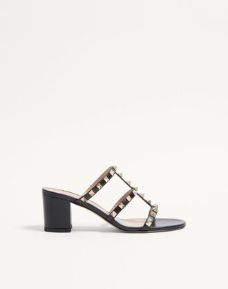 Valentino Garavani Sandalo Slider Rockstud In Vitello 60Mm Donna NERO 34.5
