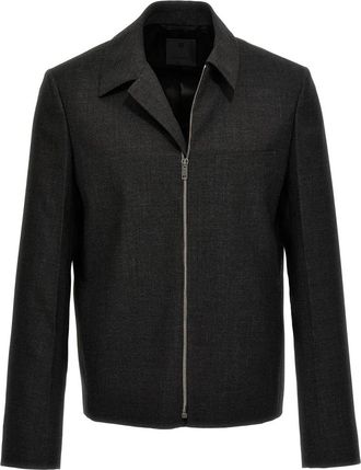 Givenchy Gestructureerde Blouson - Heren - Zomerjassen - Grijs - M - Wol - Jassen