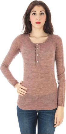 Fred Perry Long Sleeve Sweater - Dames - Ronde hals truien - Roze - M - Wol - Truien & Vesten