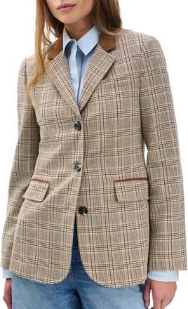 Rag & Bone Evia Plaid Wool Blend Blazer in Tan Multi at Nordstrom Rack, Size 10