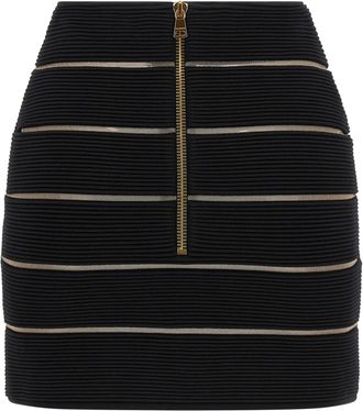 Balmain V-Waist Stretch Viscose Skirt - Black
