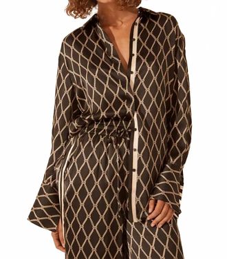 Shona Joy Silk Contrast Relaxed Shirt In Corde