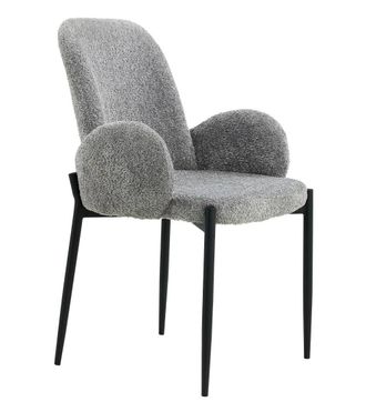 Home Heavenly Home Heavenly - Pack 2 Sillas Comedor De Dise&ntilde;o Cheryl, Tapizadas Tejido Borreguito Y Patas Metal Negro. Color: Gris