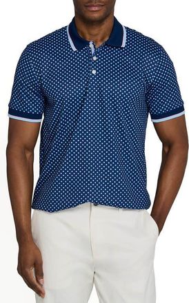 ConStruct Slim Fit Square Dot Short Sleeve Polo in Navy/pink at Nordstrom, Size Xx-Large
