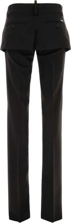 Dsquared2 Womens Peek-A-Boo Cigarette Trousers Black Wool Polyester Elastane