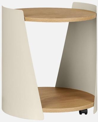 Sweeek Mesa Auxiliar De Metal Y Efecto Madera, Curvado Con Ruedas