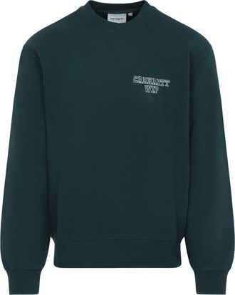 Carhartt Work in Progress Dark Fir Green Cotton Alumni Sweat-Uomo
