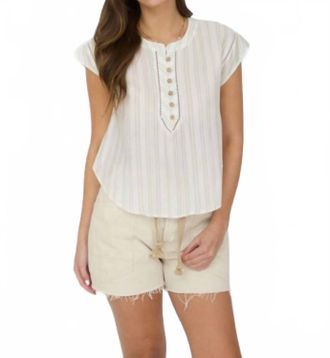 Blu Pepper Womens Soft Horizon Stripe Top In Olive Multi