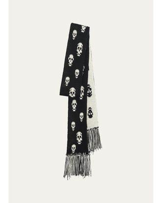 Alexander McQueen Skull Knit Cotton Tricot Scarf