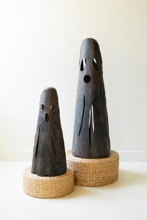 Kalalou Set Of Two Rustic Iron Ghost Luminaries