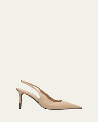 Brunello Cucinelli Leather Slingback Pumps with Monili Heel