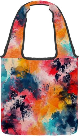 Generic Art Color Smudge Reversible Canvas Shoulder Tote - Double-Sided Print, 12oz Cotton, 27cm Drop, Fold-Flat Bag for Travel, Shopping, Street Outings